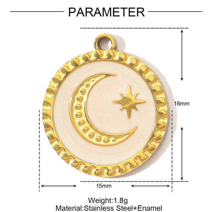 Stainless Steel Love Rose Heart DIY Charms Enamel Evil Eye Moon Necklace Pendants Women Leaf Cross Jewelry Wholesale