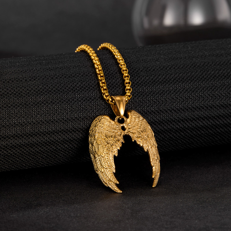 Men's Stainless Steel Pendant Overbearing Retro Angel Wings Wings Titanium Steel Necklace Pendant