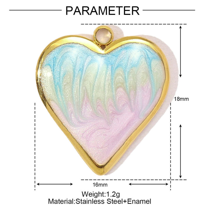 Fashion Colorful Enamel Love Heart Stainless Steel Diy Charm Women Crescent Sunfower Necklace Pendant Rainbow Jewelry