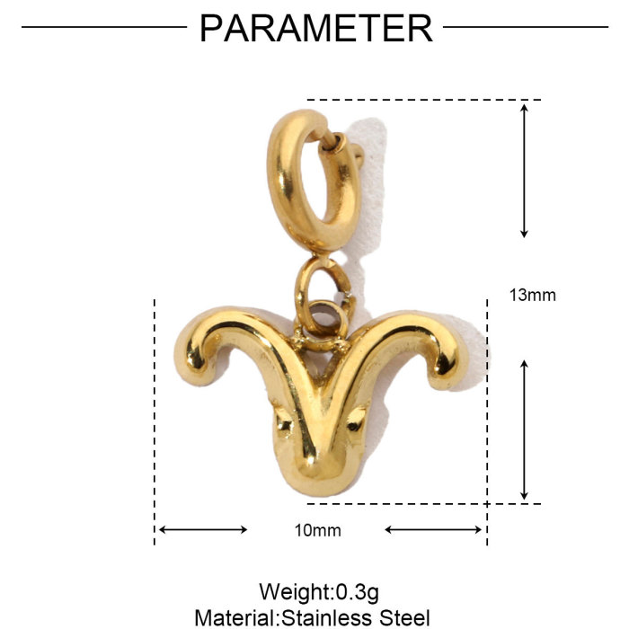 Gold Color Zodiac Stainless Steel Diy Clip On Charms Never Fade Women Aquarius Bracelet Necklace Lobster Pendant