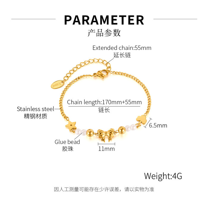 Fashion Simple High-end Women's Chain Bracelets Light Luxury Niche Design Pearl Jewelry Stainless Steel Bracelet for...