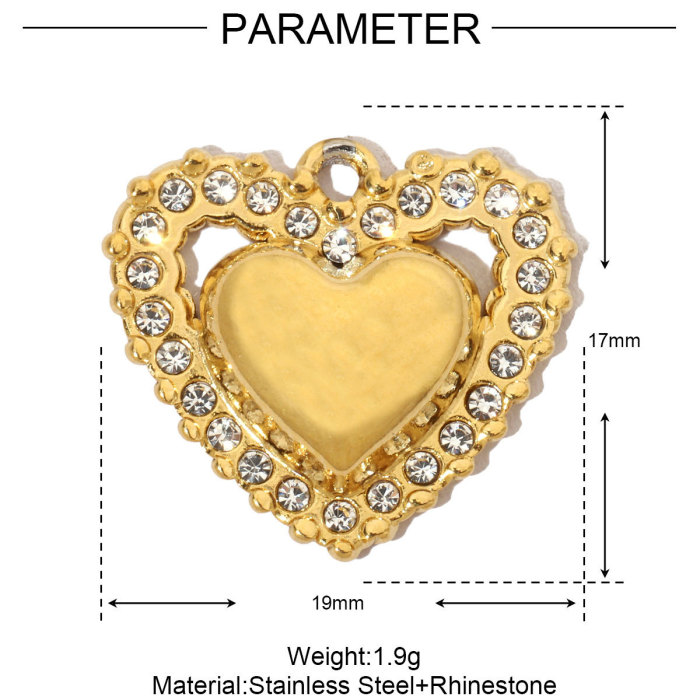 Stainless Steel Heart Charms with Zircon Pendants for DIY Making Bracelet Necklace Jewelry