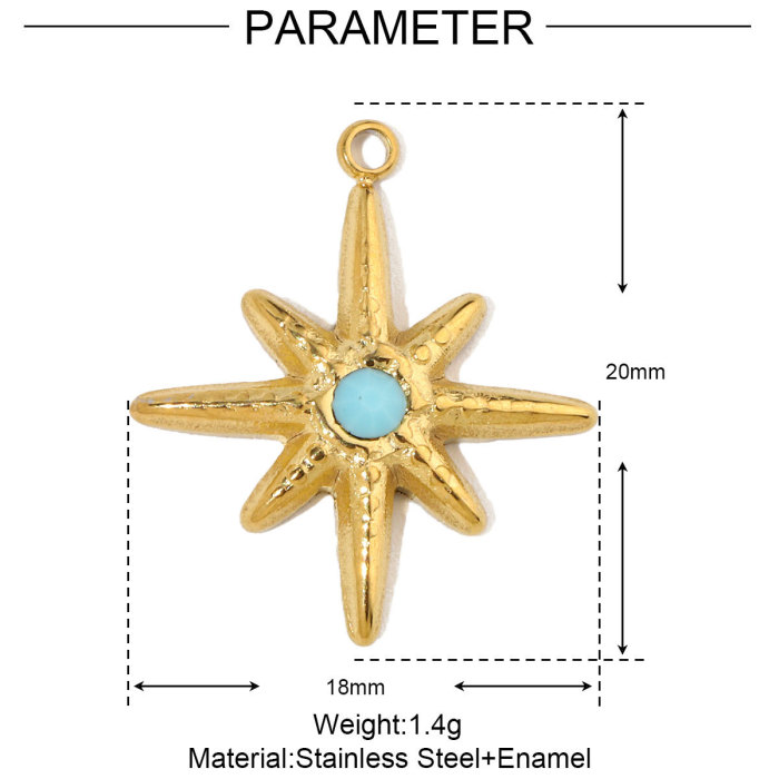 Antique Sun Star Stainless Steel Diy Charms Women Heart Cubic Zircon Necklace Pendant Starfish Jewelry