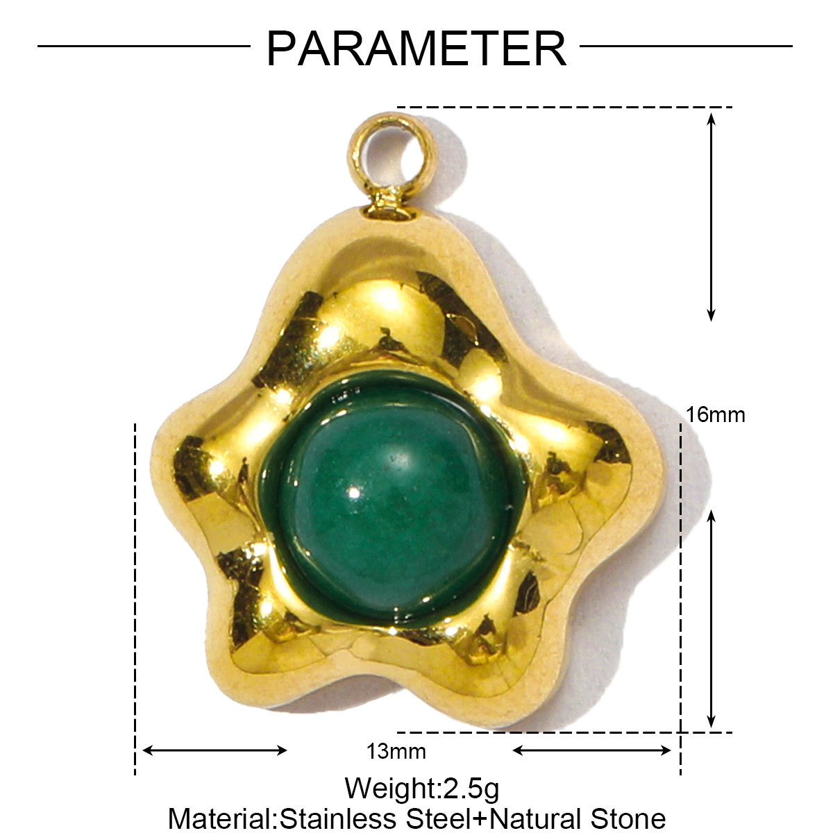 Stainless Steel Natural Stone Flower Waterdrop Pendants for DIY Making Bracelet Necklace Jewelry Accessory Wholesale