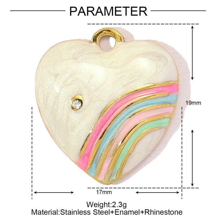 Fashion Colorful Enamel Love Heart Stainless Steel Diy Charm Women Crescent Sunfower Necklace Pendant Rainbow Jewelry