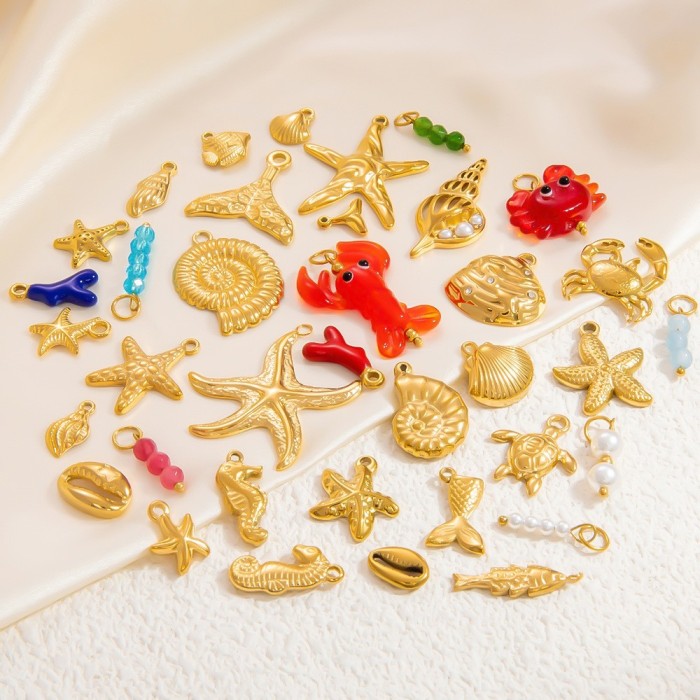 Sea Star Shell Charms for Jewelry Making Earring Necklace Pendant Diy Handmade Waterproof Anti Allergic Charms Making