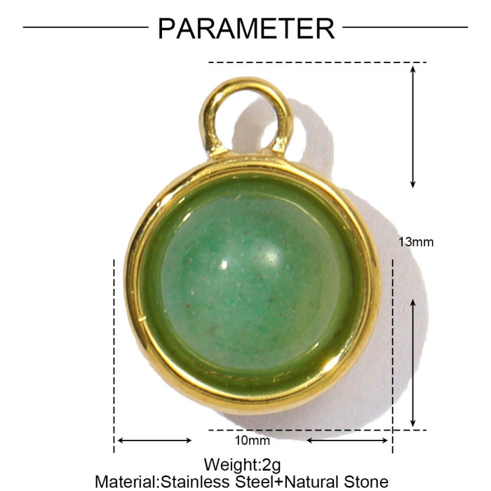 Wholesale Stainless Steel Round Birthstone DIY Charms Women Natural Stone Powder Crystal Necklace Pendants Earrings