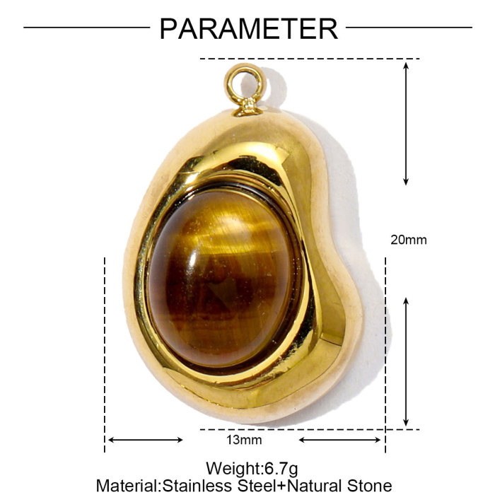 Stainless Steel Geometrical Natural Stone Pendants Charms for DIY Fashion Jewelry Making Necklace Earring Wholesale