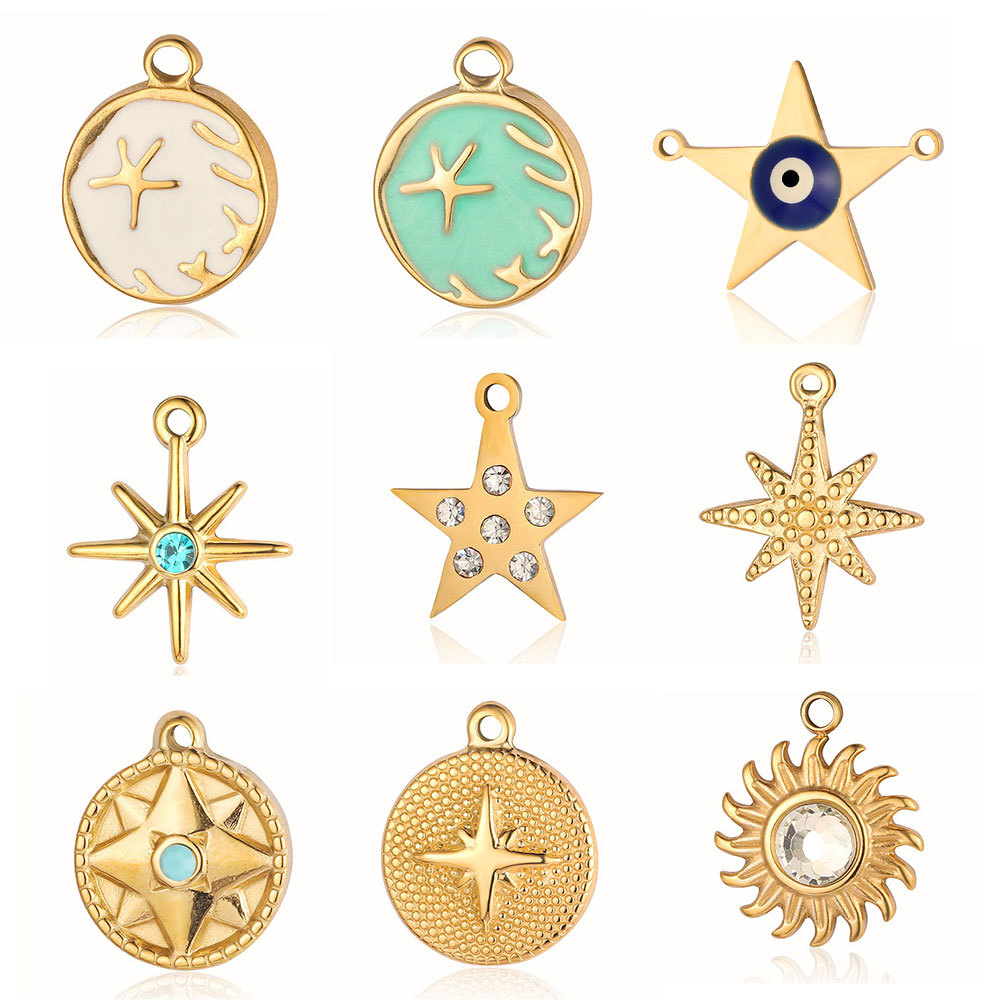 Stainless Steel Enamel Star Charms Pendants for DIY Jewelry Making Necklace Accessories Wholesale