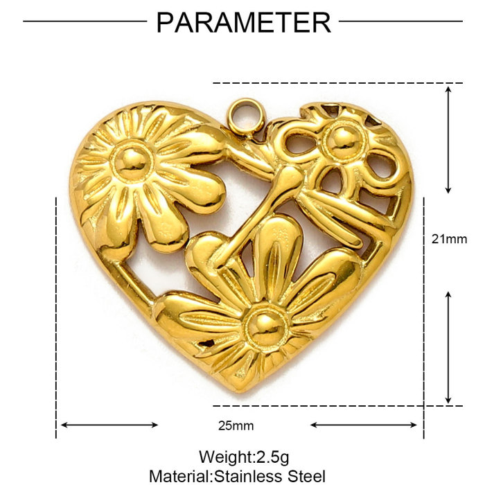 Stainless Steel Irregular Heart DIY Earring Charms Flower Wing Necklace Pendants Women's Love Jewelry Wholesale