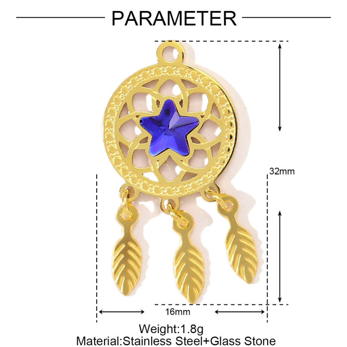 Fashion Stainless Steel Enamel Heart Snake Diy Charm Women Dream Catcher Star Necklace Pendant Star Evil Eye Jewelry