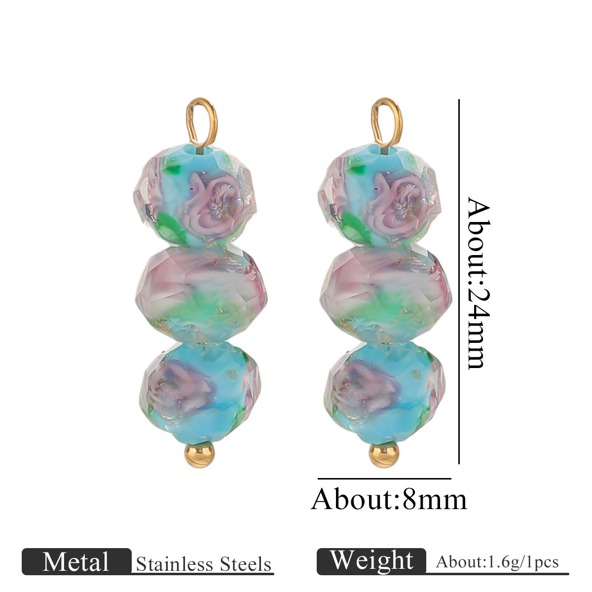 Colorful Irregular Natural Stone Smooth Pendant Gold Plated Crystal Charm Pendant for DIY Necklace Jewelry