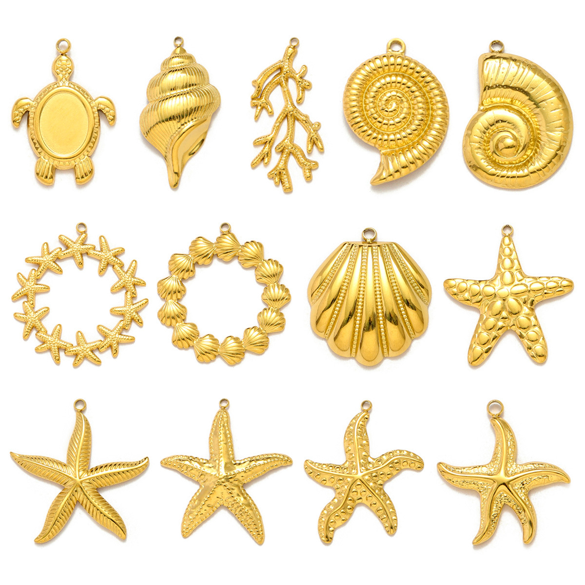 Stainless Steel Turtle Charms Starfish Shell Pendants for DIY Making Bracelet Necklace Jewelry Accessory Wholesale