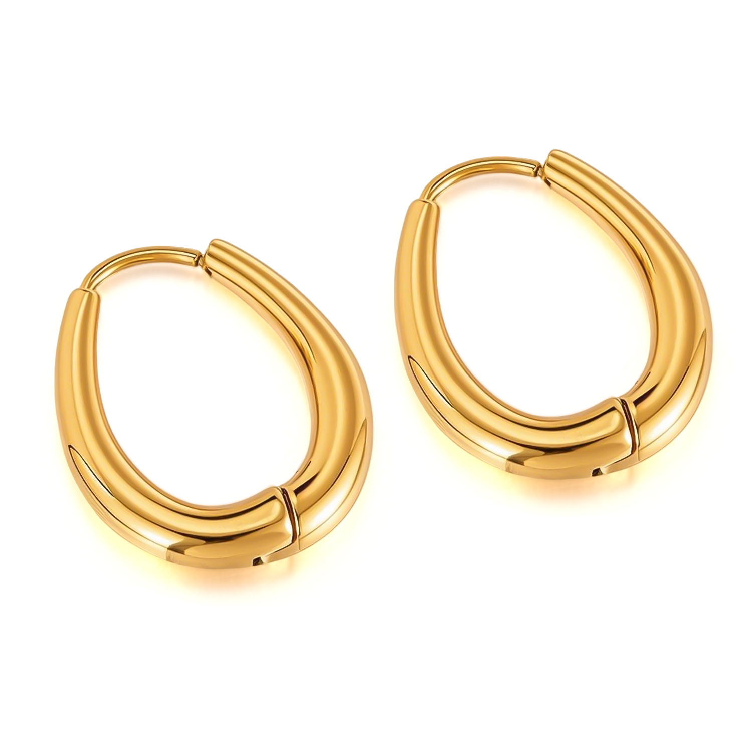 Fashion Chunky Hoop Earrings for Women Smooth Metal Girls Round Circle Statement Earring