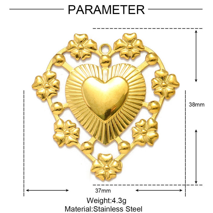 Stainless Steel Irregular Heart DIY Earring Charms Flower Wing Necklace Pendants Women's Love Jewelry Wholesale