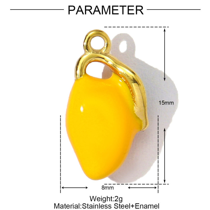 Stainless Steel Enamel Shell Pearl Dolphin Diy Charm Women Mango Chili Necklace Pendant Butterfly Heart Jewelry Wholesale