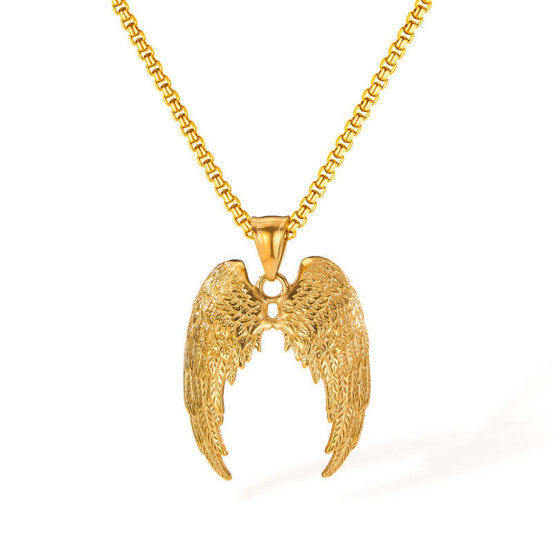 Men's Stainless Steel Pendant Overbearing Retro Angel Wings Wings Titanium Steel Necklace Pendant
