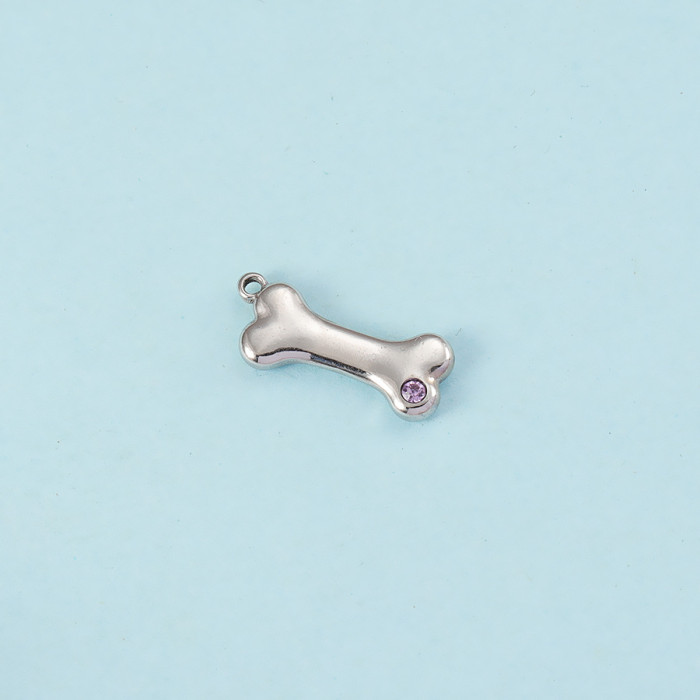Stainless Steel Cute Crystal Bone Birthstone Birthday Stone Charms for DIY Bracelets Necklace