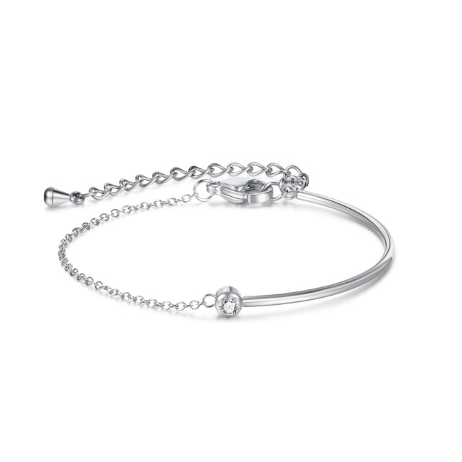 Stainless Steel Adjustable Zircon Bracelet Half Chain Pop Jewelry for Women Jewelry Gift