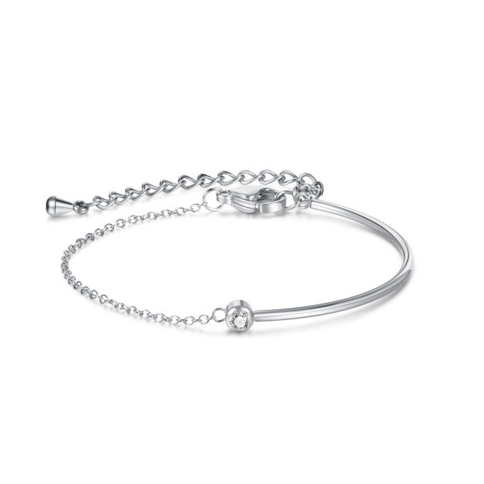 Stainless Steel Adjustable Zircon Bracelet Half Chain Pop Jewelry for Women Jewelry Gift