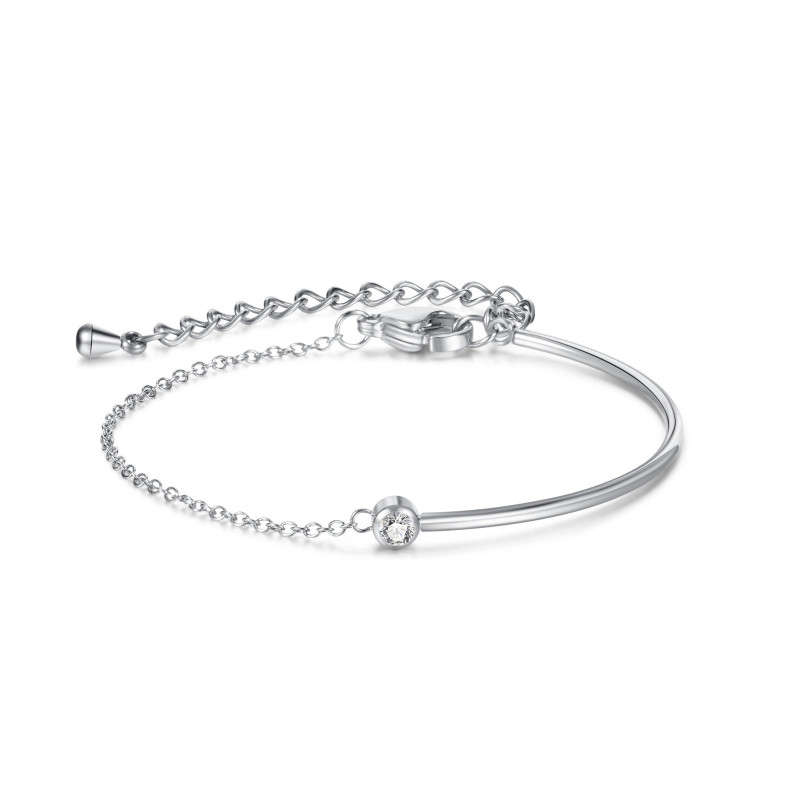 Stainless Steel Adjustable Zircon Bracelet Half Chain Pop Jewelry for Women Jewelry Gift