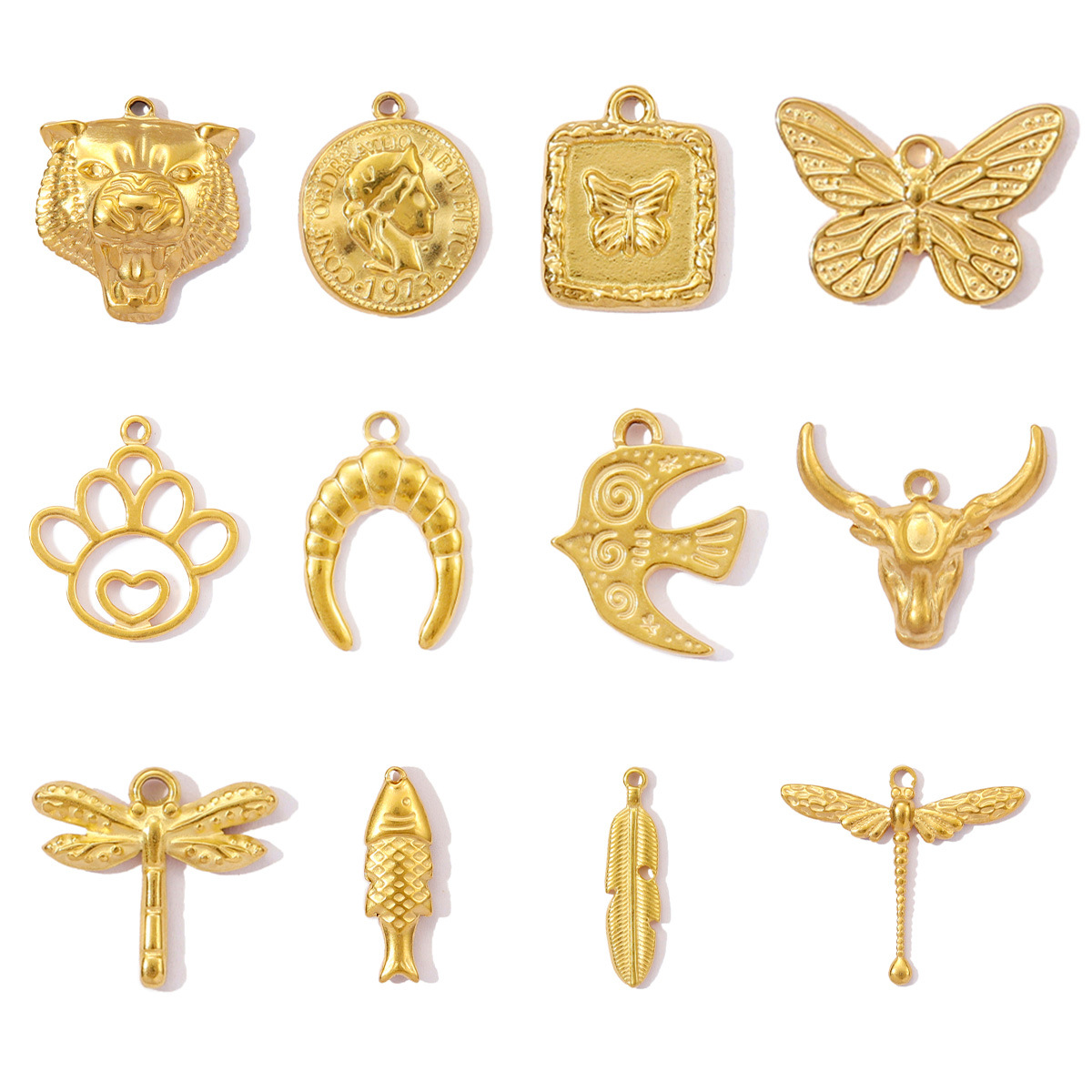 French Stainless Steel Bird Bear Diy Charm Women Aircraft Crown Umbrella Necklace Pendant Turtle Mermaid Tail Jewelry