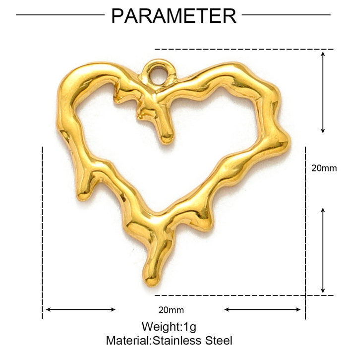 Stainless Steel Irregular Heart DIY Earring Charms Flower Wing Necklace Pendants Women's Love Jewelry Wholesale
