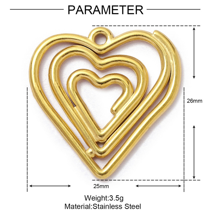 Stainless Steel Spiral Geometric DIY Charms Heart Waterdrop Necklace Pendants Women's Fashion Flower Jewelry Wholesale
