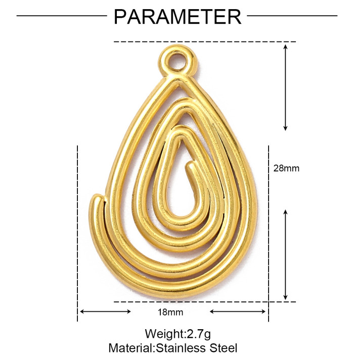 Stainless Steel Spiral Geometric DIY Charms Heart Waterdrop Necklace Pendants Women's Fashion Flower Jewelry Wholesale