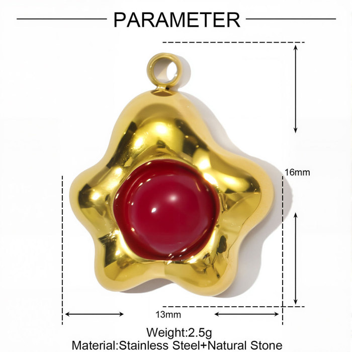 Stainless Steel Natural Stone Flower Waterdrop Pendants for DIY Making Bracelet Necklace Jewelry Accessory Wholesale