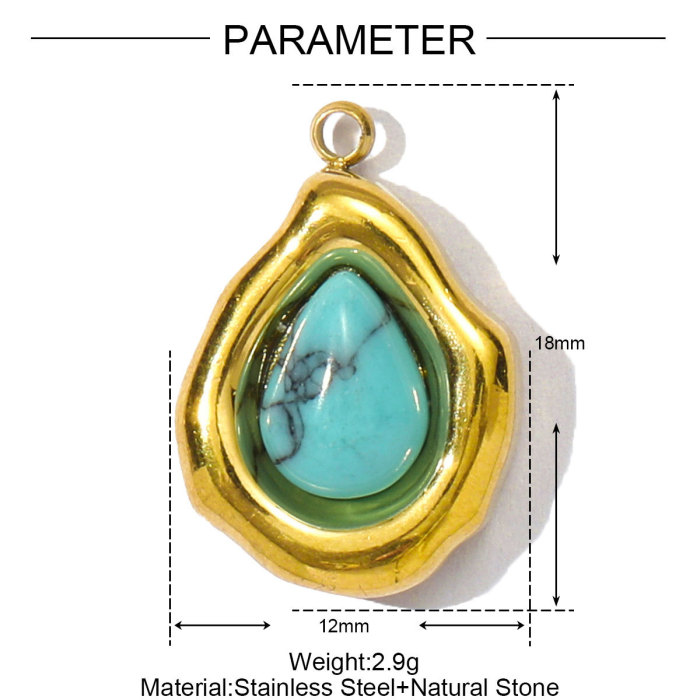 Stainless Steel Natural Stone Flower Waterdrop Pendants for DIY Making Bracelet Necklace Jewelry Accessory Wholesale