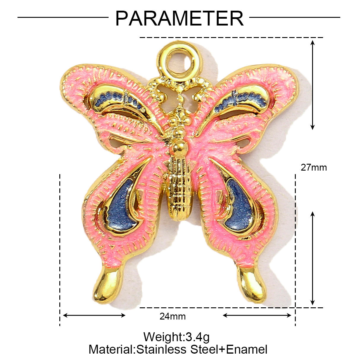 Stainless Steel Enamel Hollow Heart Necklace&Earring Pendant Women Butterfly Bowknot Diy Charm Colorful Love Jewelry