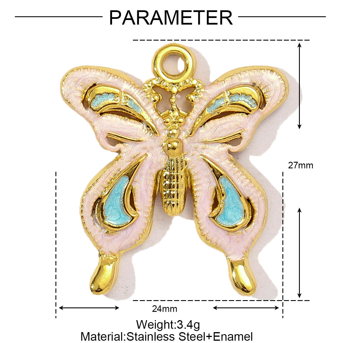 Stainless Steel Enamel Hollow Heart Necklace&Earring Pendant Women Butterfly Bowknot Diy Charm Colorful Love Jewelry