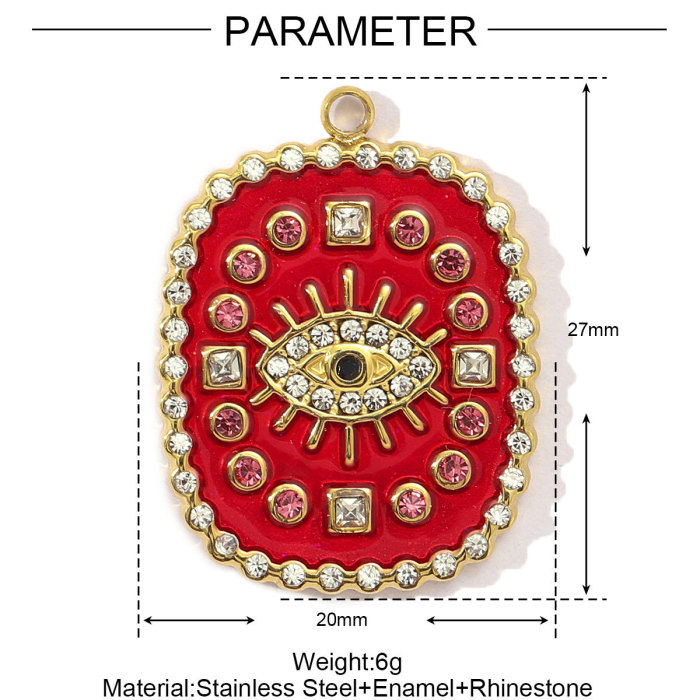 French Stainless Steel Colorful Enamel Evil Eye Star Diy Charms Women Crystal Stone Crane Necklace Pendant Jewelry