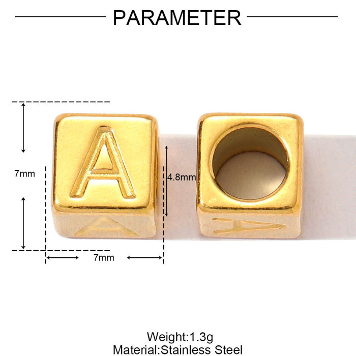 Stainless Steel A-Z Letter Alphabet Spacer Beads Women Capital Initial Name Cube DIY Necklace Pendants Jewelry