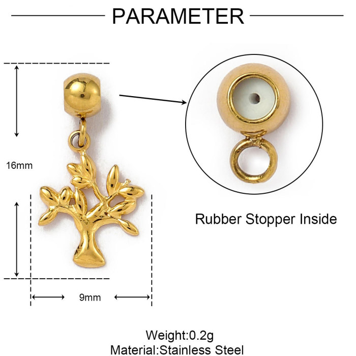 Flower Life Tree Heart Stainless Steel Diy Stopper Charms Plam Cross Seahorse Women Bracelet Necklace Pendant Jewelry