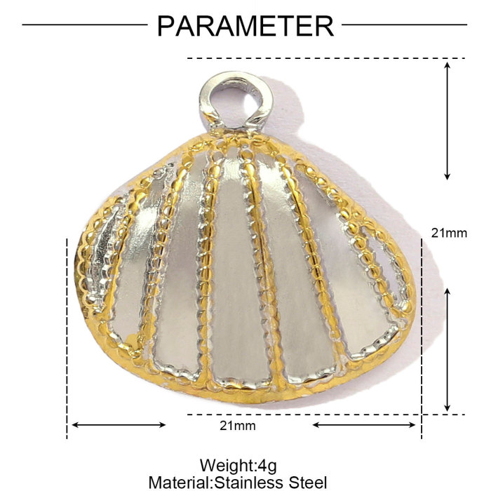 French Stainless Steel Two Tone Heart Shell Eye Necklace Pendant Women Crescent Moon Star DIY Charms Dragonfly Jewelry