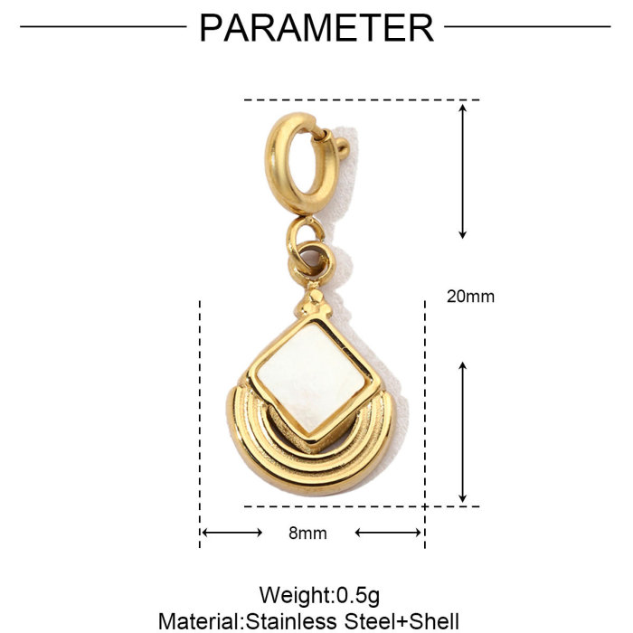 Stainless Steel Heart Charms Shell Pendants with Snap Hook for DIY Jewelry Making Accessory Wholesale