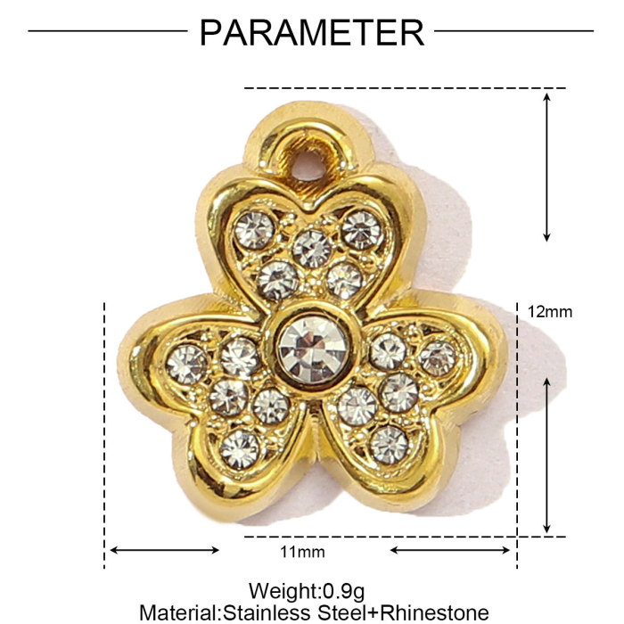 French Natural Stone Flower Stainless Steel Necklace Pendant Women Crystal Evil Eye Clover DIY Charms Rose Jewelry