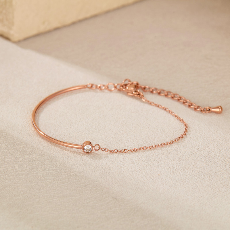 Stainless Steel Adjustable Zircon Bracelet Half Chain Pop Jewelry for Women Jewelry Gift