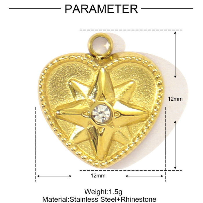French Retro Stainless Steel Heart Flower Clover Necklace Pendant Women Cherry Foot Diy Bracelet Charms Love Jewelry