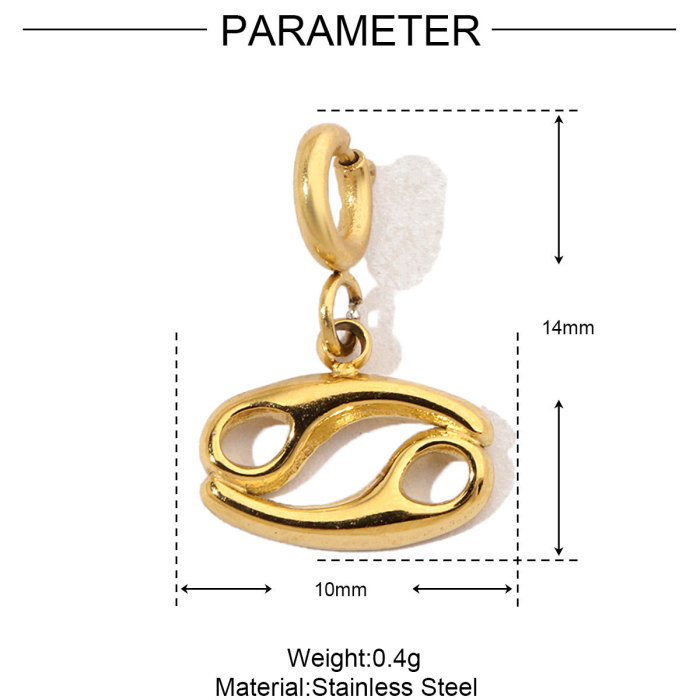 Gold Color Zodiac Stainless Steel Diy Clip On Charms Never Fade Women Aquarius Bracelet Necklace Lobster Pendant