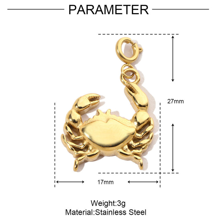 Stainless Steel DIY Clip-On Charms Bee Snake Crab Fish Lobster Pendant for Women Bracelet Necklace Accessories