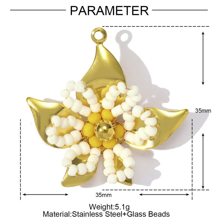 Wholesale Stainless Steel Handmade Beaded Flower DIY Charms Women Heart Butterfly Necklace Pendants Love Jewelry