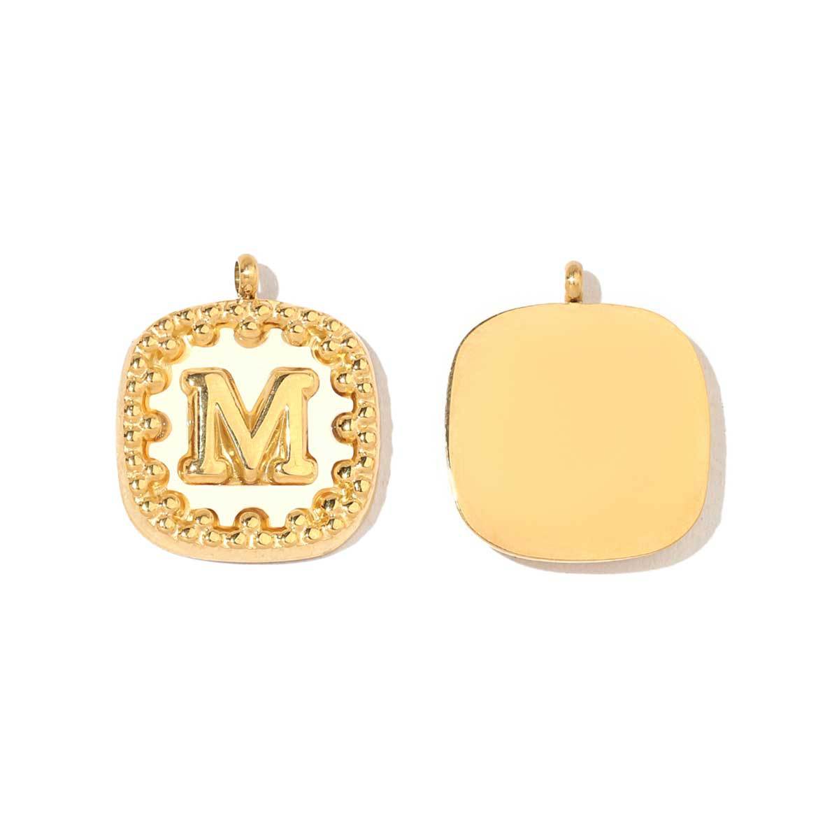 Stainless Steel Square Alphabet Charm A-Z Letter Shell Pendant for DIY Jewelry Making Name Necklace Wholesale