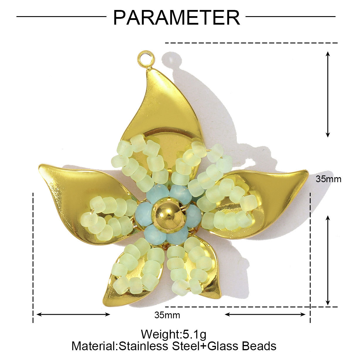 Wholesale Stainless Steel Handmade Beaded Flower DIY Charms Women Heart Butterfly Necklace Pendants Love Jewelry