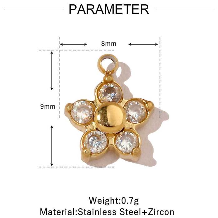 Trendy High Polish Stainless Steel Heart Crown Suqare Charms Flower Cross Necklace DIY Small Pendant Wholesale