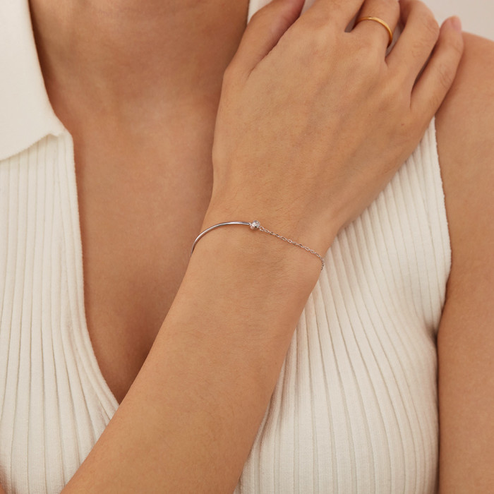 Stainless Steel Adjustable Zircon Bracelet Half Chain Pop Jewelry for Women Jewelry Gift