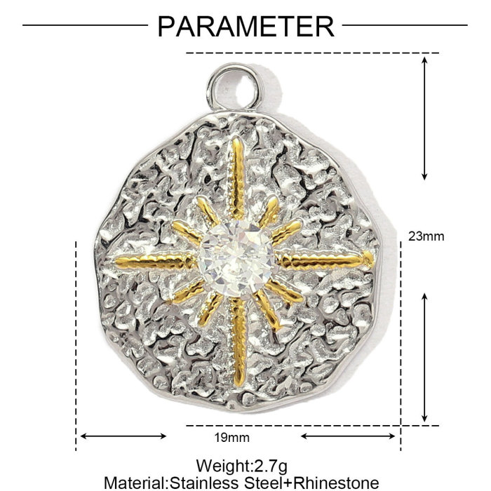 French Stainless Steel Two Tone Heart Shell Eye Necklace Pendant Women Crescent Moon Star DIY Charms Dragonfly Jewelry