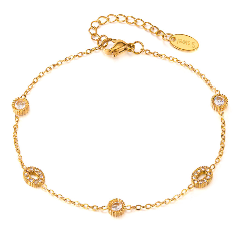 Cubic Zirconia Stainless Steel Bracelets for Women Exquisite Thin Chain Golden Wrist Bracelet Bangle Jewelry Gift